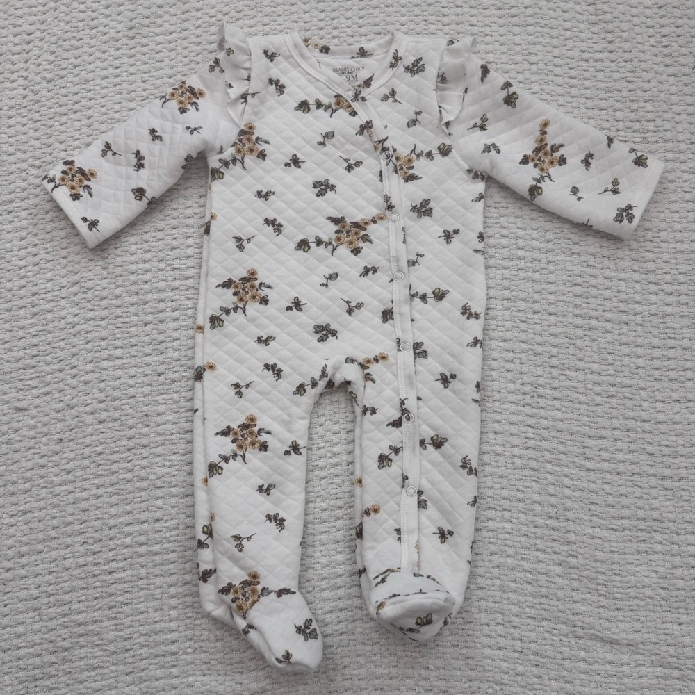 Shabby Chic Floral Button Up Footie Pajamas